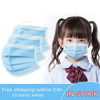 

24h Fast Shipping Disposable Child Mask Child Face Mask 50pcs / 100pcs 3-layer Disposable Non-woven Fabric Child Protection Mask