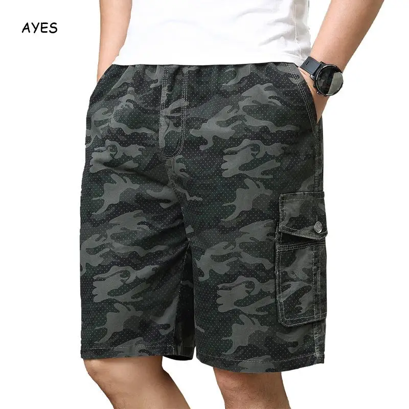 Камуфляжные шорты больших размеров мужские в Военном Стиле мужские шорты кэжуал летние резинка на талии пляжные шорты новая мода уличная 5xl