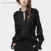 Flared Sleeve Lace Tops Women Autumn New Fashion Long Sleeved Ruffles Mesh Shirts Loose Plus Size Female Causal Office Blouses 4
