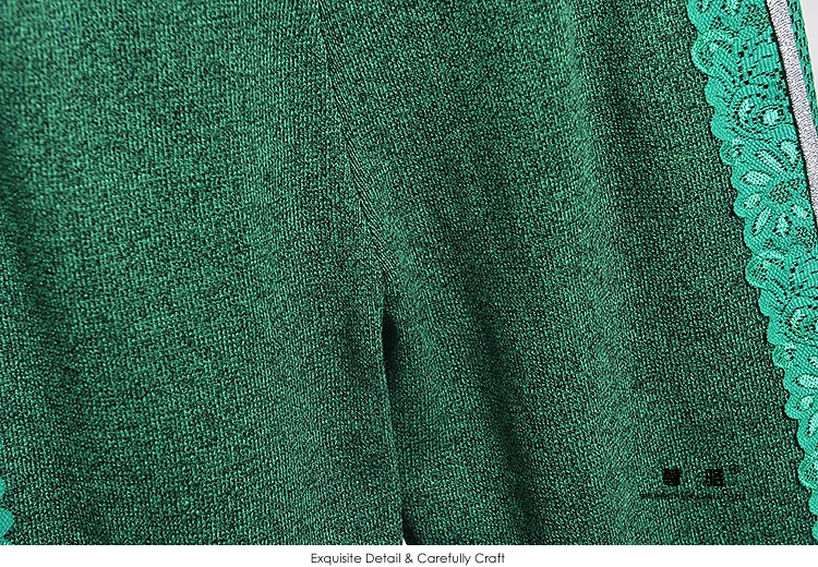 Трикотажный спортивный костюм женский комплект 2 шт. зимний контрастный цвет яркий Шелковый свитер длинные штаны женский наряд Свободный вязаный 2 шт. женский