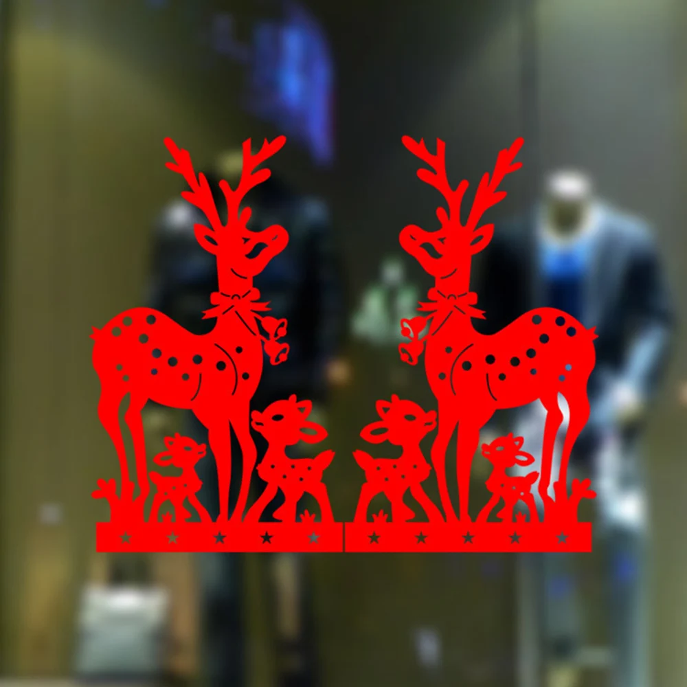 Si Di Ke Christmas Wall Stickers Sika Deer Removable Wall Stickers Home Decorations Shop Window Decorations Waterproof Stickers