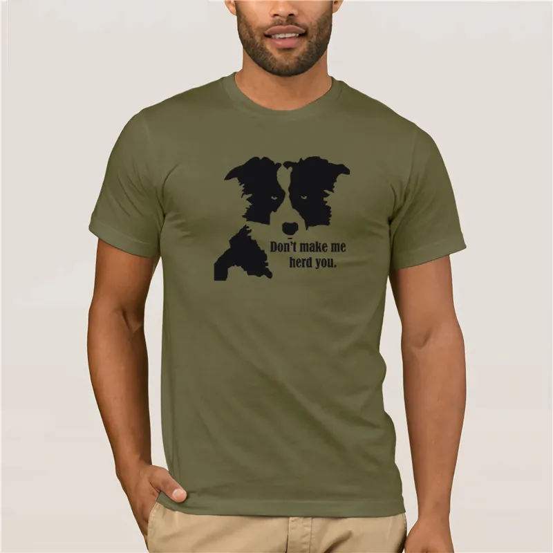 Fashion Creative Graphic T shirt Border Collie Art Men's T Shirts - Цвет: army green