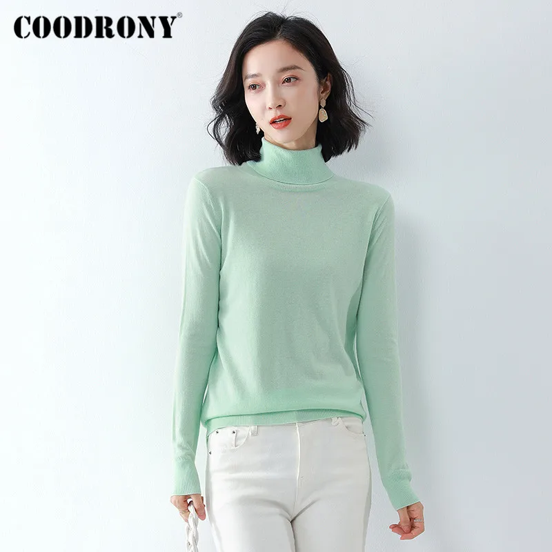 COODRONY Brand 2020 New Winter Knitted Stand Collar Warm Female Jumper Streetwear Slim Turtleneck Pullover Sweater Women W1168