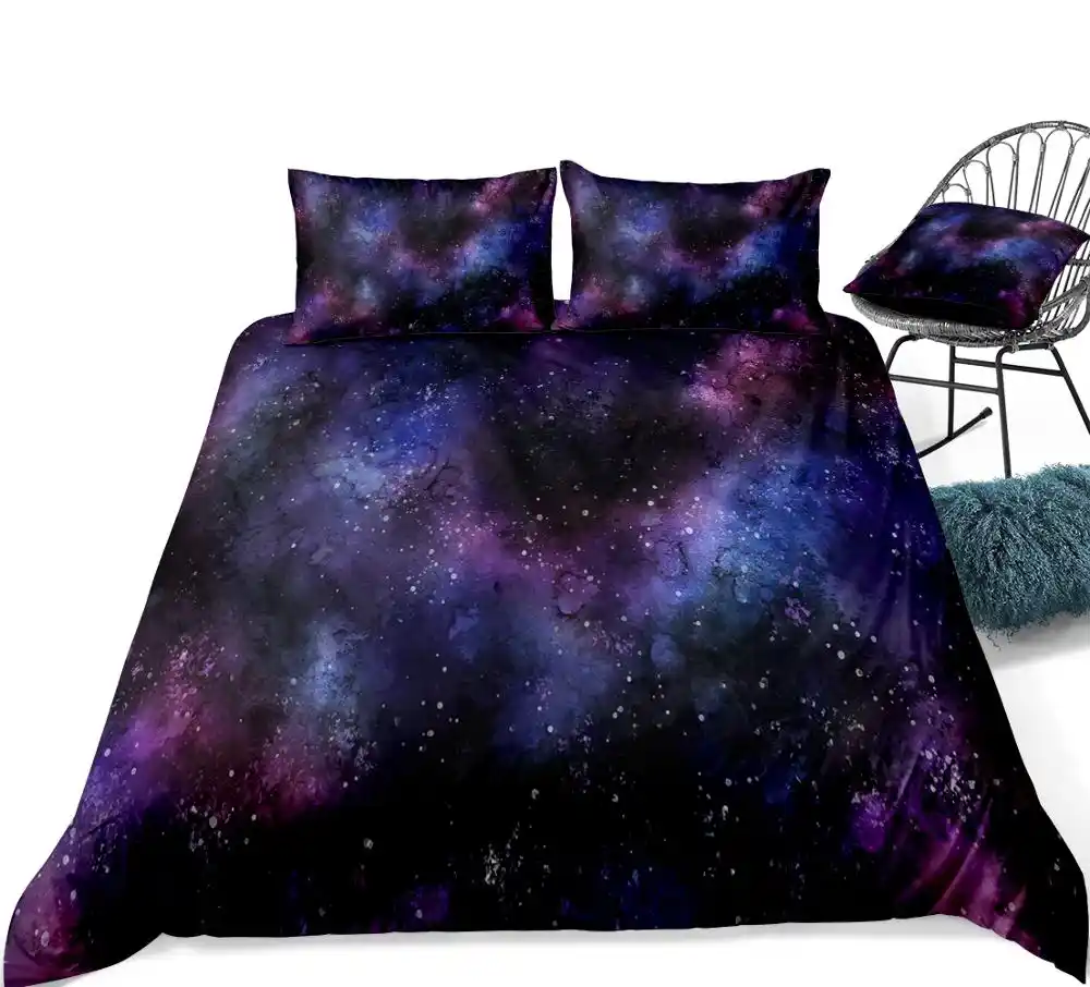 3d Galaksi Yatak Seti Dis Mekan Yorgan Kapak Kralice Ev Tekstili Mavi Mor Evren Yorgan Yatak Ortusu Seti 3 Adet Kral Dropship Gencler Bedding Sets Aliexpress