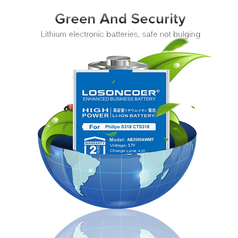 LOSONCOER 2900mAh AB2500AWMT Аккумулятор для Philips S318 CTS318 запасная батарея мобильного телефона