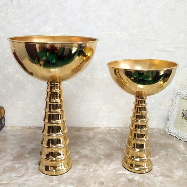 

10 шт.) свадебное украшение, Золотая труба, металлическая круглая ваза для цветов yudao1628