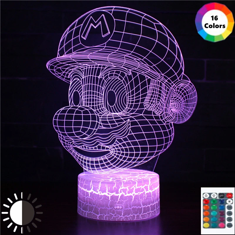 Ночник в стиле Super Mario 3D RGB декоративное украшение для комнаты аниме игр манга