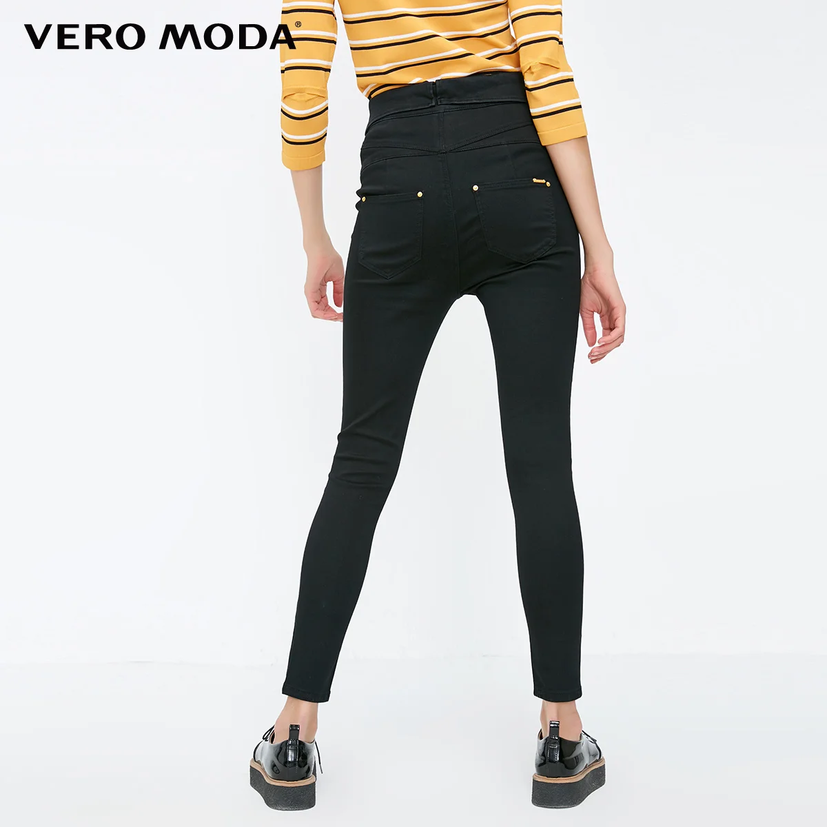 Vero Moda Новые поступления уличный стиль Высокая талия декоративные пуговицы укороченные джинсы | 318349578