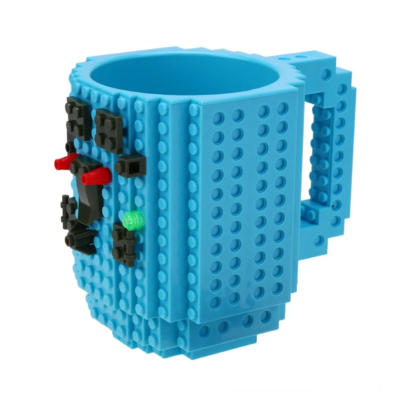 350 мл строительные кирпичные кружки типа строительные блоки кофейная чашка кружка-головоломка из блоков «сделай сам» посуда для напитков кружка для питья детский подарок 11 цветов - Цвет: Light blue