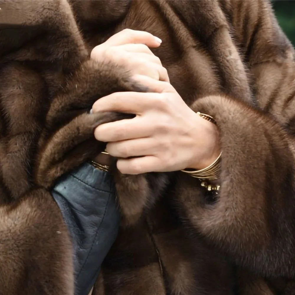 Новое поступление шуба TOPFUR из меха норки Женская Шуба на молнии со съемным