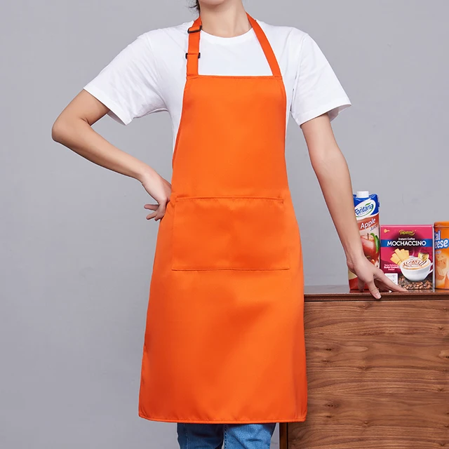 Hot Sale Cooking Kitchen Apron For Woman Men Chef Waiter Cafe Shop BBQ Hairdresser Aprons Bibs Kitchen Accessory Orange