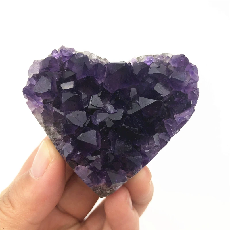 Натуральный Уругвайский Аметист Geode кварц кластера с украшением в виде кристаллов ручной работы в форме сердца Исцеление натуральных камней и минералов