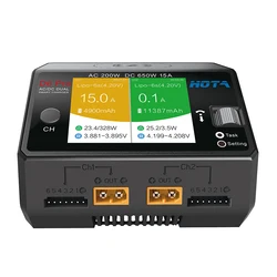 HOTA D6 Pro – chargeur de batterie à double canal, pour batterie NiZn/Nicd/NiMH, AC 200W, DC 650W, 15a * 2 