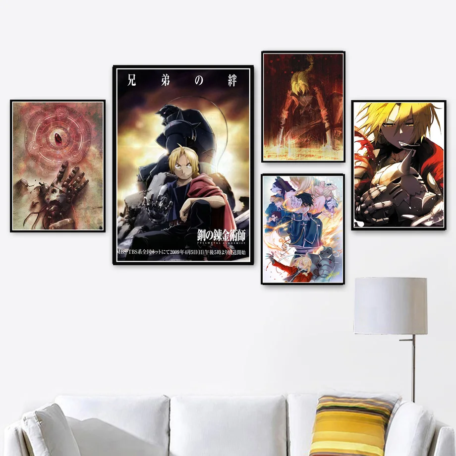 Картина маслом на холсте, Стальной алхимик, японское аниме, фильм Эдварда Альфонса, постеры, художественные настенные картины, Декор для дома в гостиную