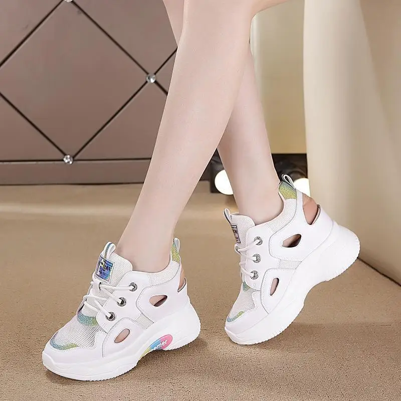 

Hollow out Sandals Women's 2019 Summer Korean-style Network Red Fire Versatile Porous Closed-toe Rome Thick Bottomed Sports Elev