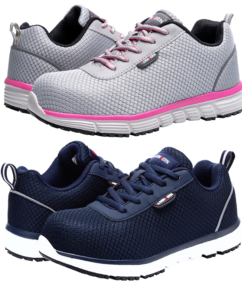 LARNMERN Women's Work Safety Shoes Steel Toe Lightweight Breathable Anti-Smashing Non-Slip Reflective Construction Sneaker