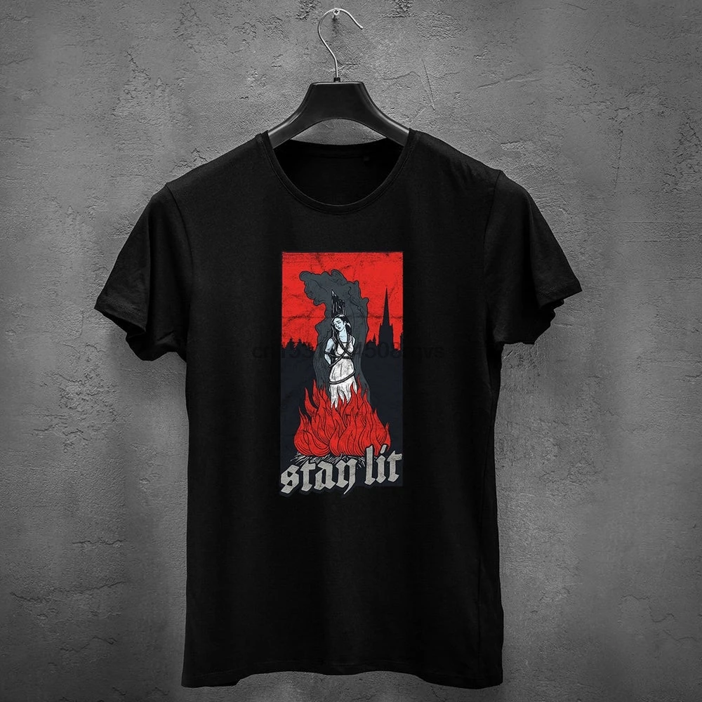 Occult Stay Lit Satan Devil Hell Unholy Antichrist Vintage design T  shirt|T-Shirts| - AliExpress