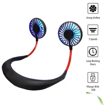 

Mini USB Portable Fan Neck Fan Neckband With Rechargeable Battery Small Desk Fans Handheld Air Cooler Conditioner Home Office
