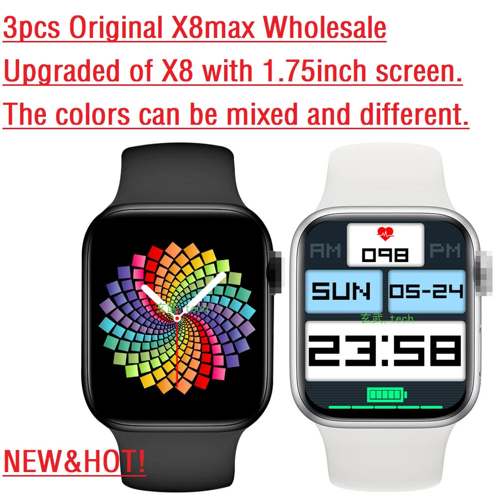 3pcs Original X8 Max Wholesale Smart Watch X8max SmartWatch 1.75inch Dialing Bluetooth Music Sports Sleep Monitoring Heart-rate