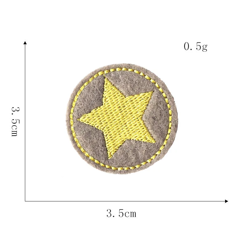 1-PCS-E-386 Цветные нашивки с пятиконечной звездой для одежды, сделай сам, полоски, железные Аппликации, термонаклейки для одежды, круглые значки с вышивкой@ E - Color: 1-PCS-E-386