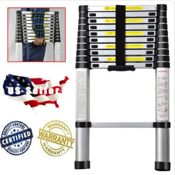 

3.2m Telescopic Ladder Portable Aluminum Step Ladder Retractable Ladder Extension Tall Multi Purpose Domestic Telescopic Ladder