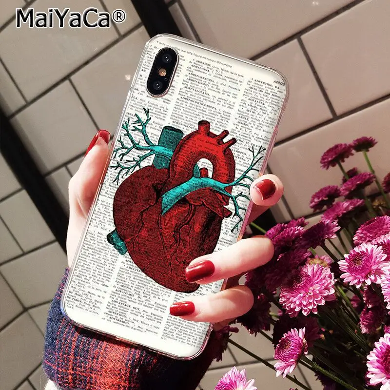 Human Red Heart Anatomy Brain DNA Art Book Page Phone Case For Iphone 11 Pro 11Pro MAX X XS 6 6S 7 8Plus 5S XR 10 | Мобильные