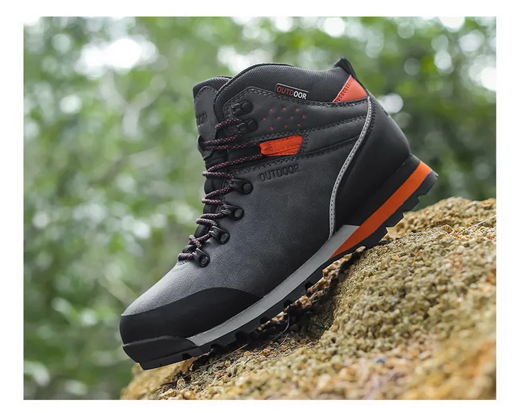 TANTU/водонепроницаемые походные ботинки из натуральной кожи для мужчин с высоким вырезом; модная альпинистская обувь для охоты; противоскользящие походные кроссовки