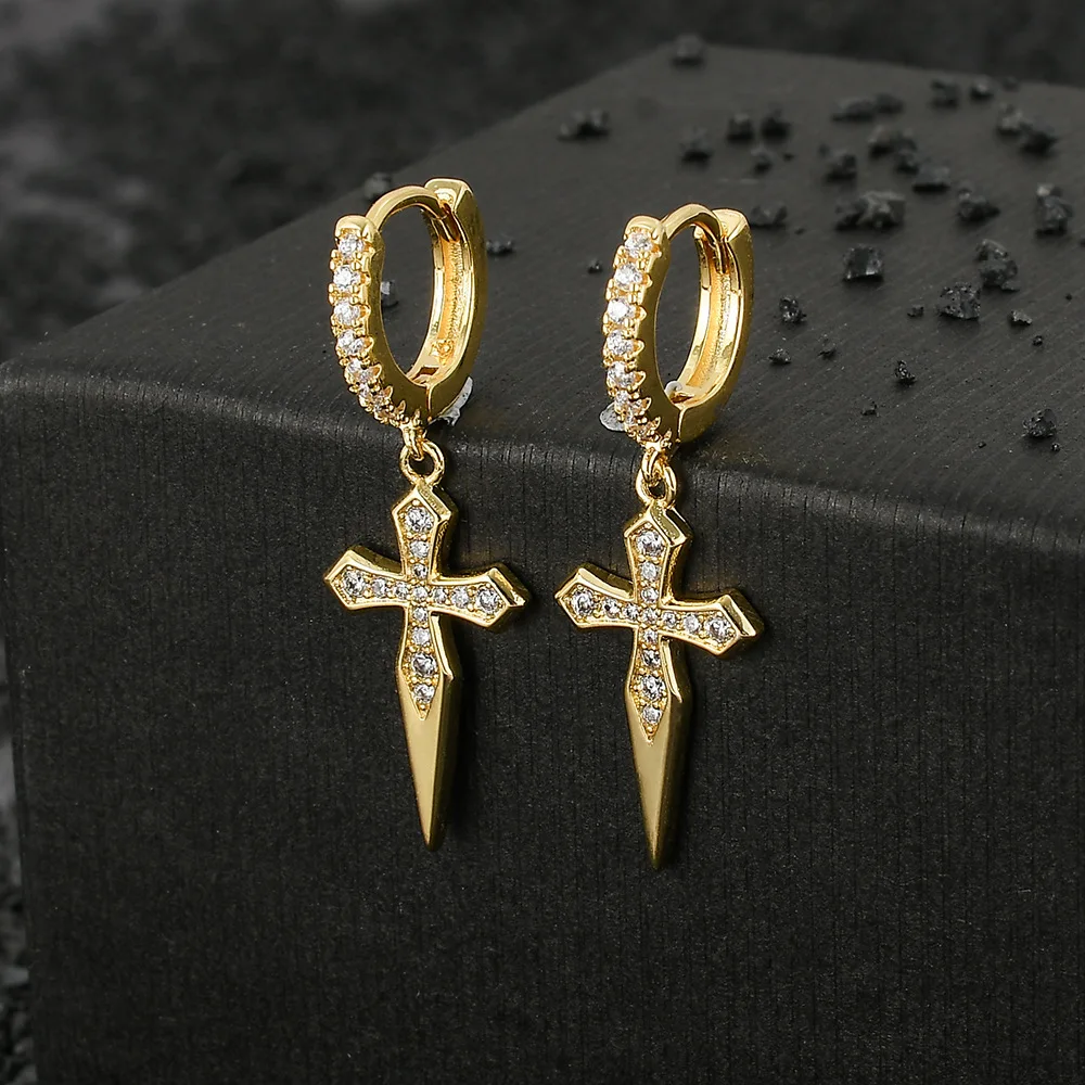 Flipkart.com - Buy YELLOW CHIMES Cross Design and Feather Design Single  Side Black Hoop Drop Earrings for Men and Boys Metal Hoop Earring Online at  Best Prices in India