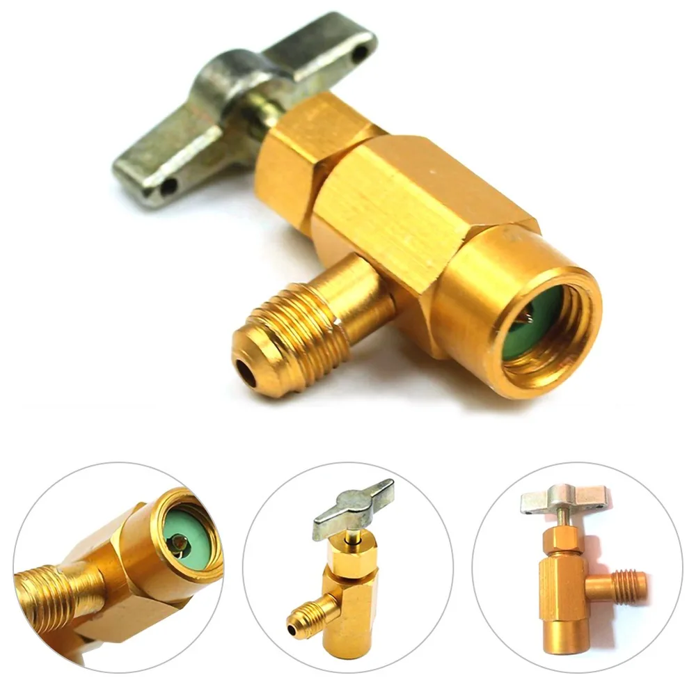 

Refrigerant Bottle Opener 1/4 SAE Thread Adapter R-134a Opener Valve Tool Auto Parts Adapter Refueling Conditioning Tool