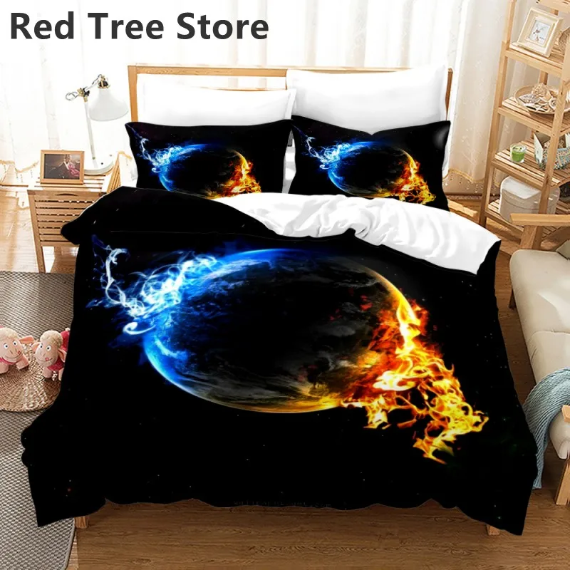 Cartoon Universe Bedding Set Galaxy Outer Space Duvet Cover Quilt Comforter with Pillowcase King Queen Full Size Bed Linen Sets