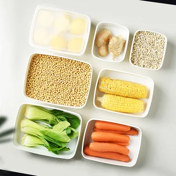 

Japanese Style with Transparency Cover Refrigerator Freshness Box Microwave Rectangular Food Grade Storage Box with Compartmenta