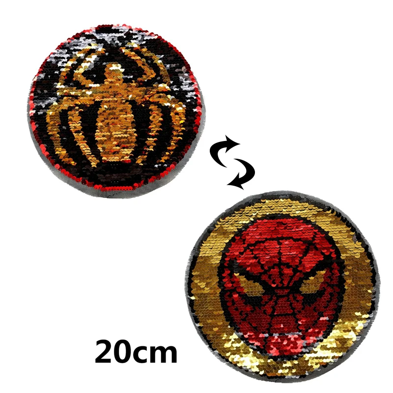 

Computer sequin embroidery double-sided flip sequin patch applique clothing accessories football Spider-Man cloth stickers