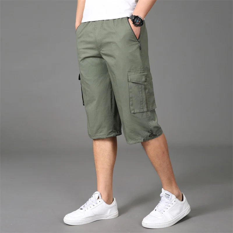 Jogger мужские летние мужские повседневные хлопковые брюки Мужские дышащие до середины икры мешковатые брюки большие и высокие 5XL камуфляжные брюки карго