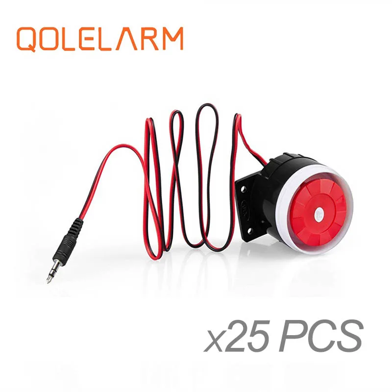 

Qolelarm 12/25pcs each lot Mini Wired Siren6-12v Sound Alarm 115db Sound Siren Home Security Alarm System