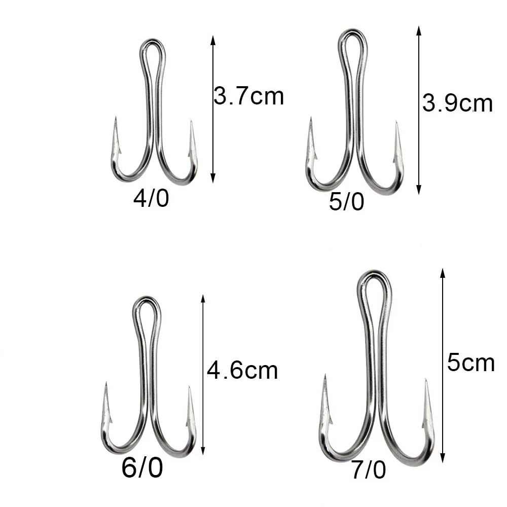 20Pcs Stainless Steel Double Fishing Hooks Big Strong Sharp Double Fish  Hook Size 4/0 5/0 6/0 7/0 8/0 9/0