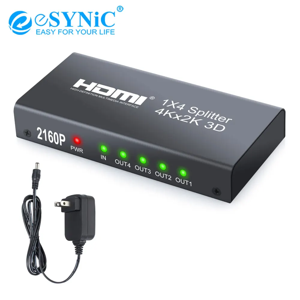 Разветвитель eSYNiC 4K x 2K 3D 1 в 4 HDMI поддержка 24 бит/насыщенного цвета 30 бит/36 бит