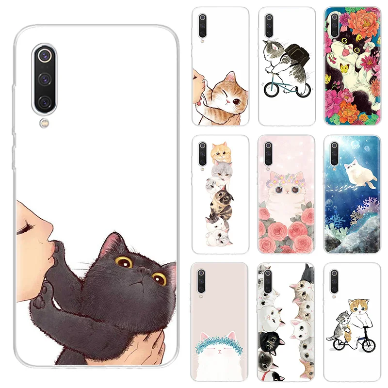 Cartoon Sketch Cat Fashion Case For Redmi Note 5 7 8 9 Pro Max Coque Phone Cover 9A 9C 9T 7A Shell Silicone Casing | Мобильные