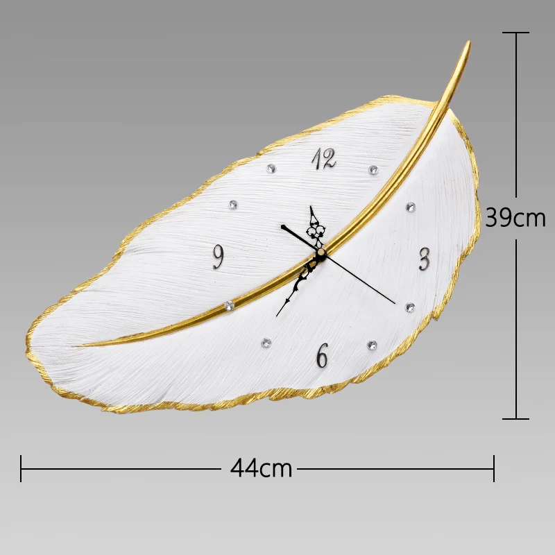 feather metal resin clock porch simple TV wall wall clock Color:E