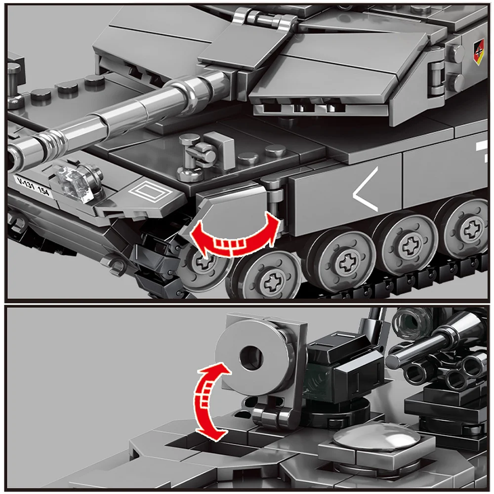 Военная колесница Challenger leopard 2a7 + детская площадная игра армейское здание во время