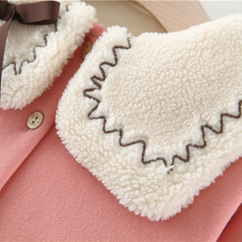 Пальто для маленьких девочек; хлопковая утепленная бархатная однобортная куртка с отложным воротником; сезон осень-зима