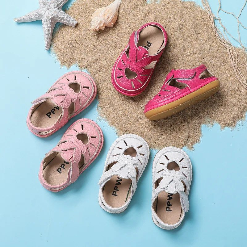 leather girl in boots Summer Infant Sandals Baby Girls Anti-collision Toddler Shoes Love Soft Bottom Genuine Leather Kids Children Beach Sandals extra wide fit children's shoes