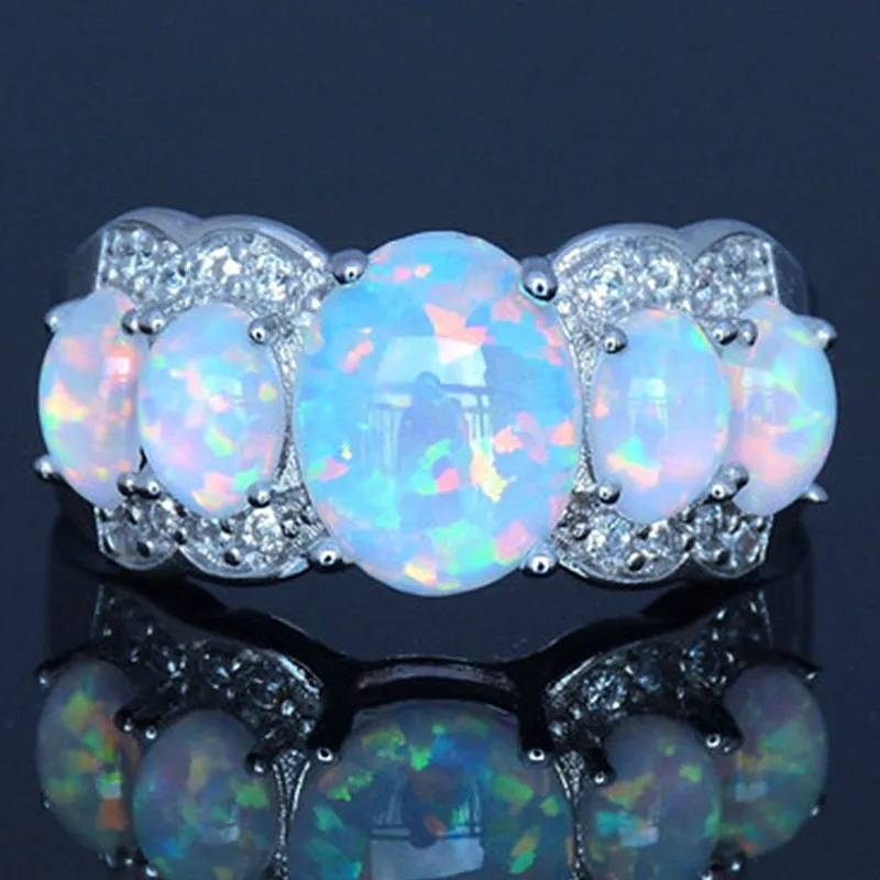 

Hot Selling New Stylish Exquisite Elegance Five Oval White Female Wedding Engagement Promise Jewelry Rings Gifts