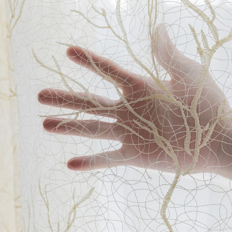 

Modern Embroidered Tulle Sheer Curtains for the Living Room Bedroom in the Kitchen Voile Curtains for Window Treatment Drapes