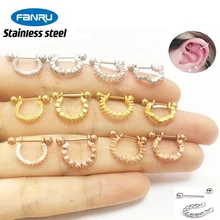 

1PCS Stainless Steel Earrings Helix Piercing Conch Barbell Hoop Cz Tragus Cartilage Lobe Ear Clips Body Perforated Jewelry