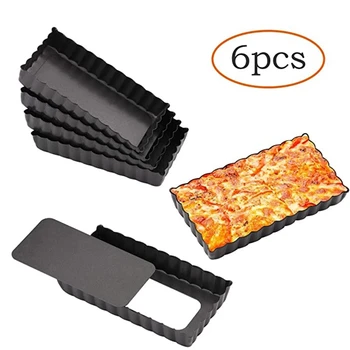 

NEW-6Pack Mini Tart Pan Non-Stick 4.5 Inch Quiche Pan with Removable Bottom for Baking Pies Quiche Cheese Cakes and Dessert