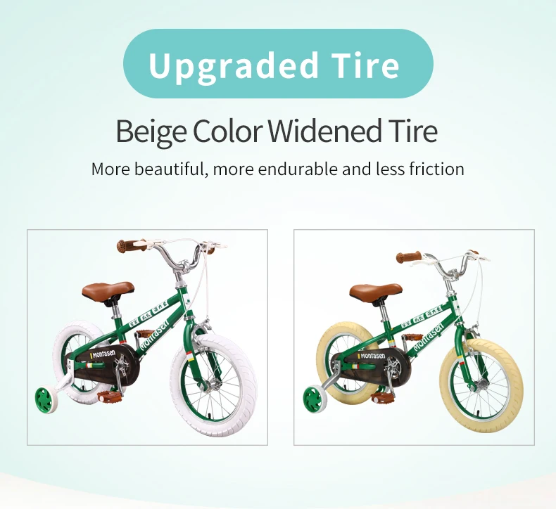 Top Montasen Retro Children Balance Bike Detachable Auxiliary Wheel Cycle 14/16 inch Kids Bicycle for 2-7 Years Old Kid Balance Bike 0