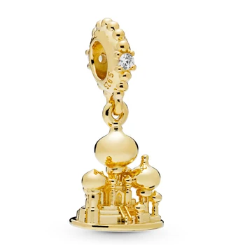 

Free Shipping 925 Sterling Silver Shine Aladdin Agrabah Castle Hanging Charm Fit Original Pandora Bracelet For Women DIY Jewelry