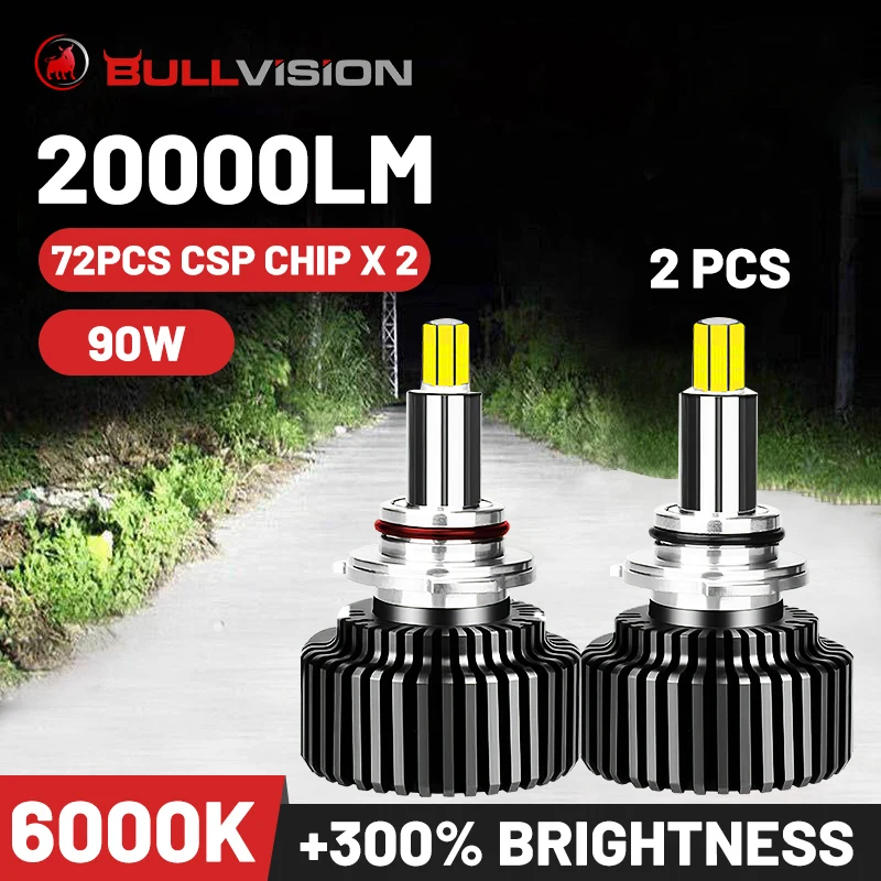 Bullvision Hir2 9012 Led 360 far H7 H11 9005 9006 araba ampulü 20000Lm 12V H8 H9 H1 buz Autolamp HB3 HB4 sis lambası Moto H4 CSP|Araba Far Ampulleri (LED)| -