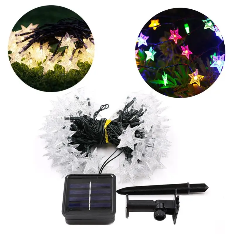 

50 /100/200pcs LED Solar Outdoor Waterproof Starry Light String Garden Landscape Light Christmas Star Lantern