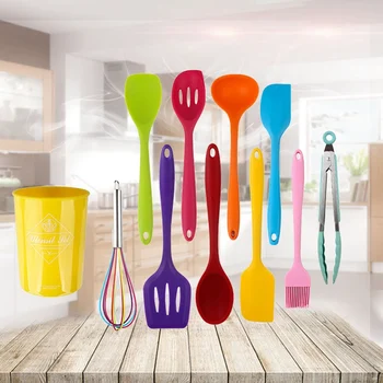 

11Pcs Kitchen Utensil Set Cooking Utensils Colorful Silicone Kitchen Utensils Nonstick Cookware with Spatula Set Kitchen Tool